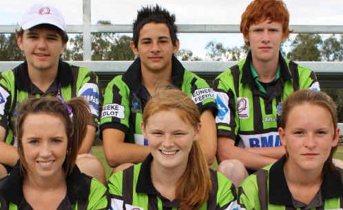 Jordon Reinke (Tieri), Joe Pratt (Emerald), Jamie Rogers (Emerald), Olivia Hamilton (Blackwater), Jade O’Brien (Blackwater) and Leatitia Perkins (Tieri). Jordon Reinke (Tieri), Joe Pratt (Emerald), Jamie Rogers (Emerald), Olivia Hamilton (Blackwater), Jade O’Brien (Blackwater) and Leatitia Perkins (Tieri).